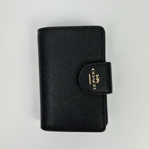 🏷️SOLD Coach Medium Corner Zip Wallet in Black Crossgrain Leather - Picture 4 of 12
